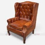 Vintage Leather Wingback High Armchair