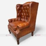 Vintage Leather Wingback High Armchair