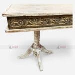 Hand-Carved Wooden Dining Table with Brass Fittings 6 Seater