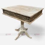 Handmade Wooden Curved Dining Table with Brass Detailing For Cafe