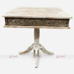 Handmade Wooden Curved Dining Table with Brass Detailing For Restaurant