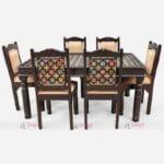 Hand-Carved Wooden Rajasthani Heritage Dining Table Set - 6 Seater