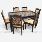 Hand-Carved Wooden Rajasthani Heritage Dining Table Set - 6 Seater