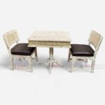 White Distressed Wooden Dining Table Set for Restaurants