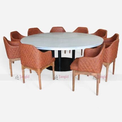 Nordic Round Marble Dining Table Set with Chairs (10 Person)