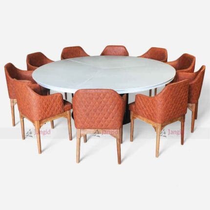 Nordic Round Marble Dining Table Set with Chairs (10 Person)