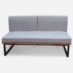 Retro Industrial Metal and Wood Sofa Bench for Café or Restaurant