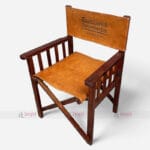 Luxurious Wood Directors Folding Leather Tent Chair - Jangid Art & Crafts