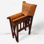 Luxurious Wood Directors Folding Leather Tent Chair - Jangid Art & Crafts