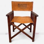 Luxurious Wood Directors Folding Leather Tent Chair - Jangid Art & Crafts