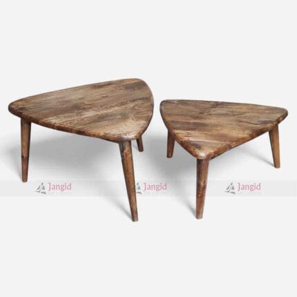 Modern Mango Wood Triangle Shape Coffee Table Set of 2