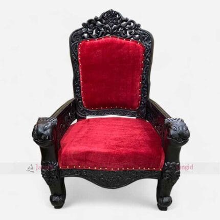 Traditional Antique Wood Carved Single Seater Sofa