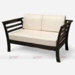 Two-seater solid Sheesham Wooden Cushioned Sofa for Living Room & Hotel Lounge Area.