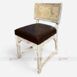 Classic White Rattan Cane and Mango Wood Café Chair