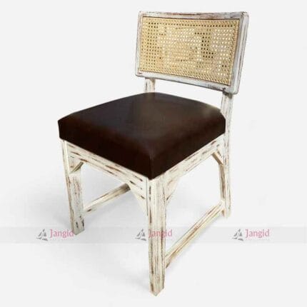 Classic White Rattan Cane and Mango Wood Café Chair