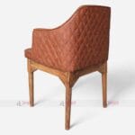 Teak-Finished Acacia Wood Restaurant Cafe Round Back Armchair with PU Leather