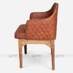 Teak-Finished Acacia Wood Restaurant Cafe Round Back Armchair with PU Leather